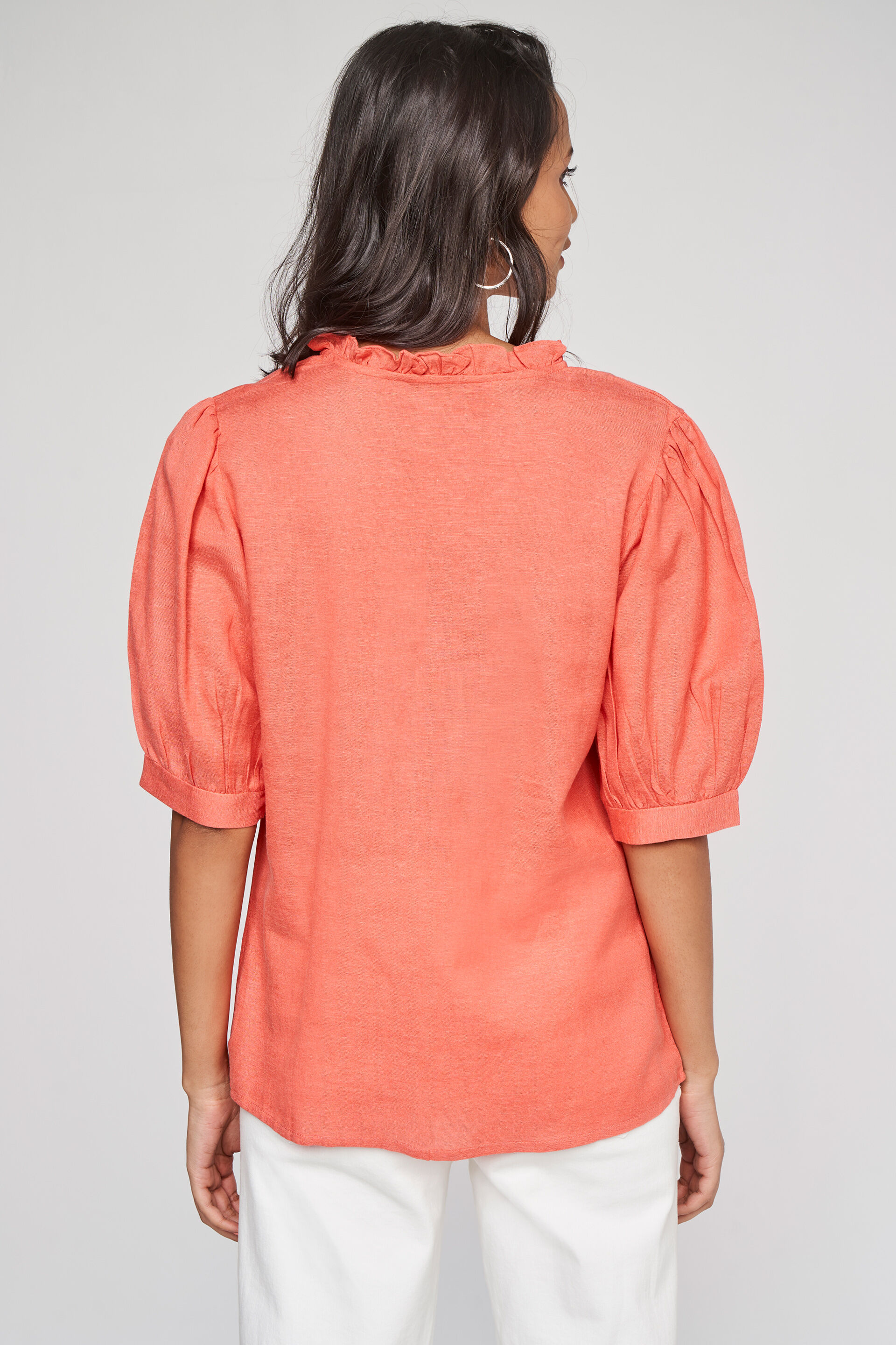 Peach Solid Straight Top, Peach, image 4